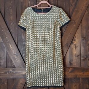 Ted Baker London Tabie, short sleeved gold sequined dress size 8